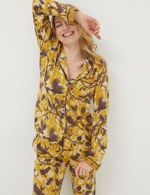 Fatface Womens Printed Pyjama Top - 8 - Yellow Mix, Yellow Mix
