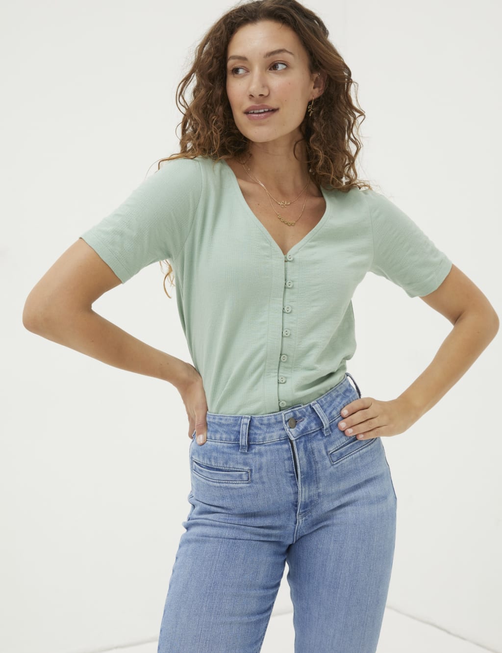 Cotton Rich Pointelle Pyjama Top image 1