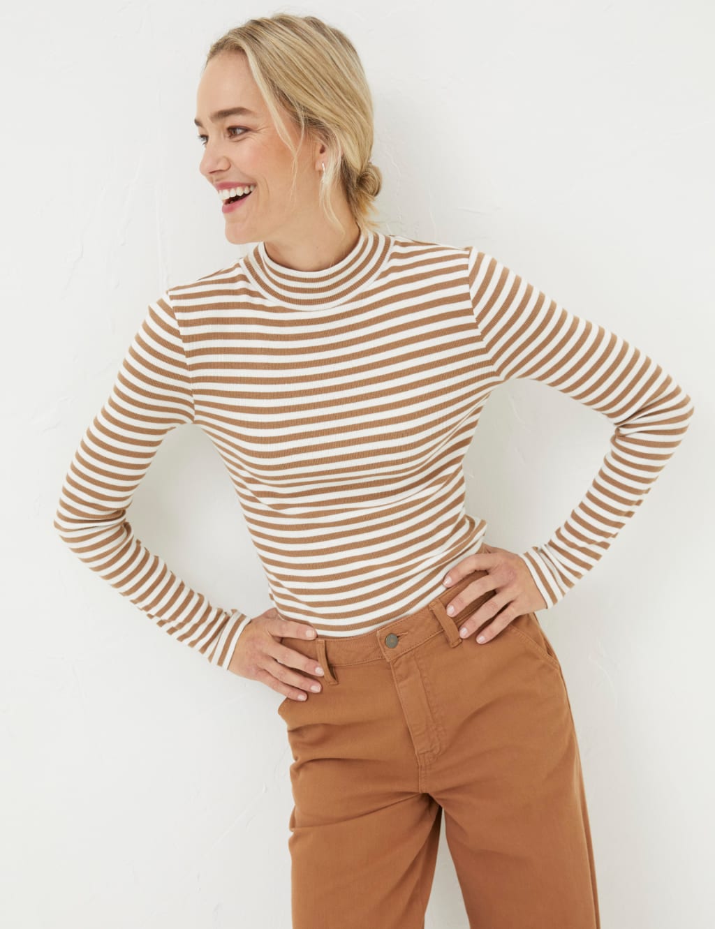 Cotton Rich Striped Ribbed Top image 1