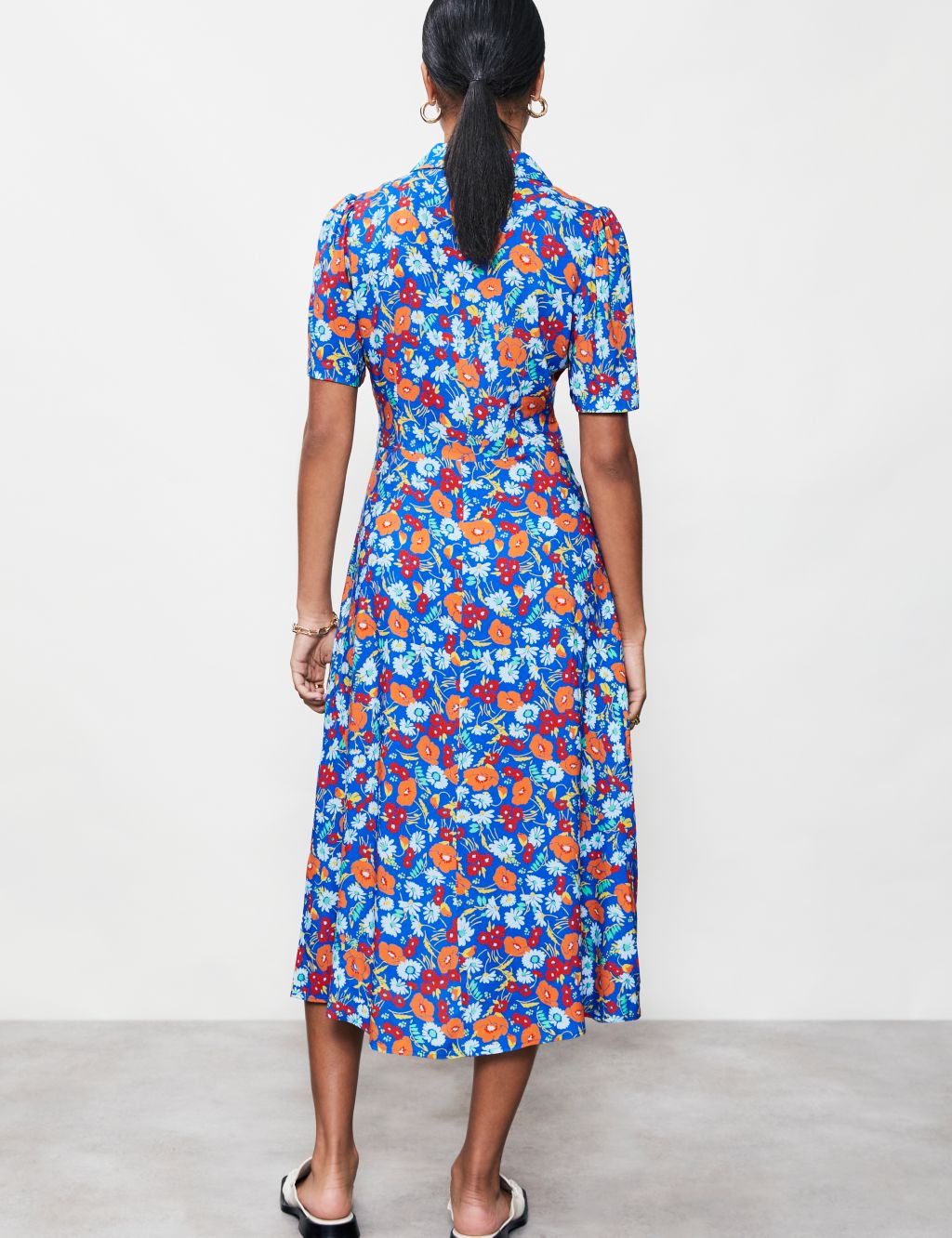Floral Collared Midi Waisted Dress image 2