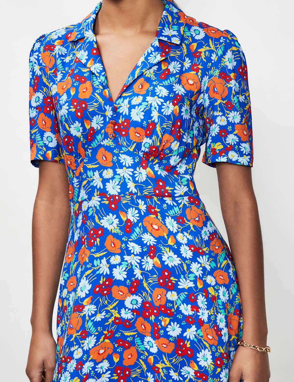 Floral Collared Midi Waisted Dress image 3
