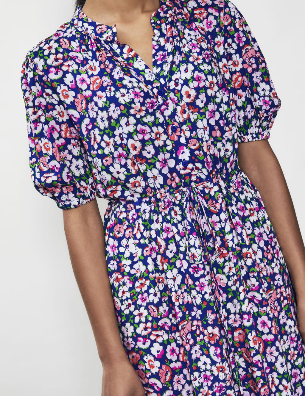 Floral V-Neck Midi Waisted Dress image 3
