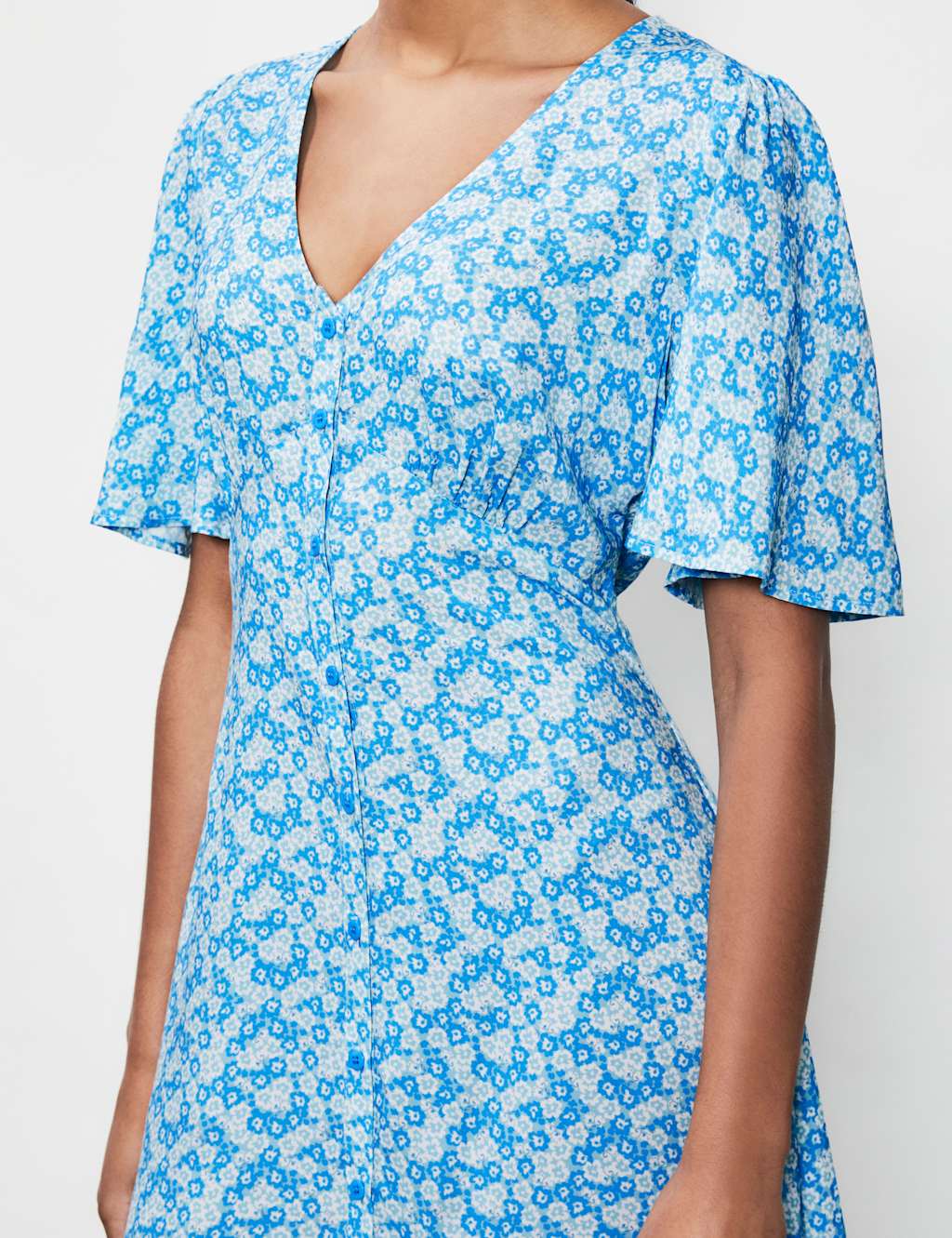 Floral V-Neck Button Through Midi Tea Dress image 3