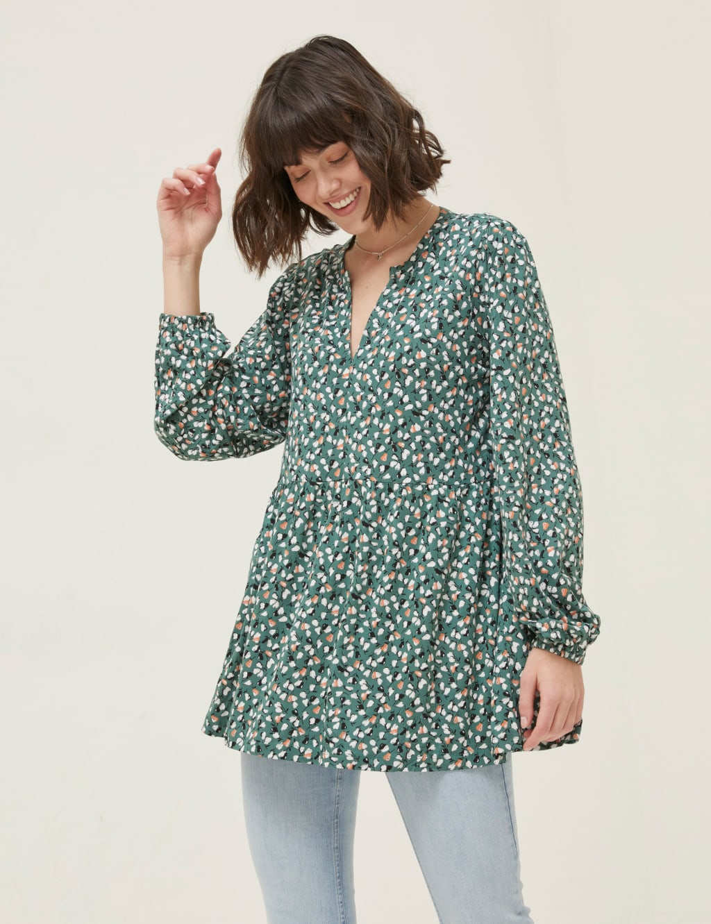 Floral Notch Neck Tunic image 1