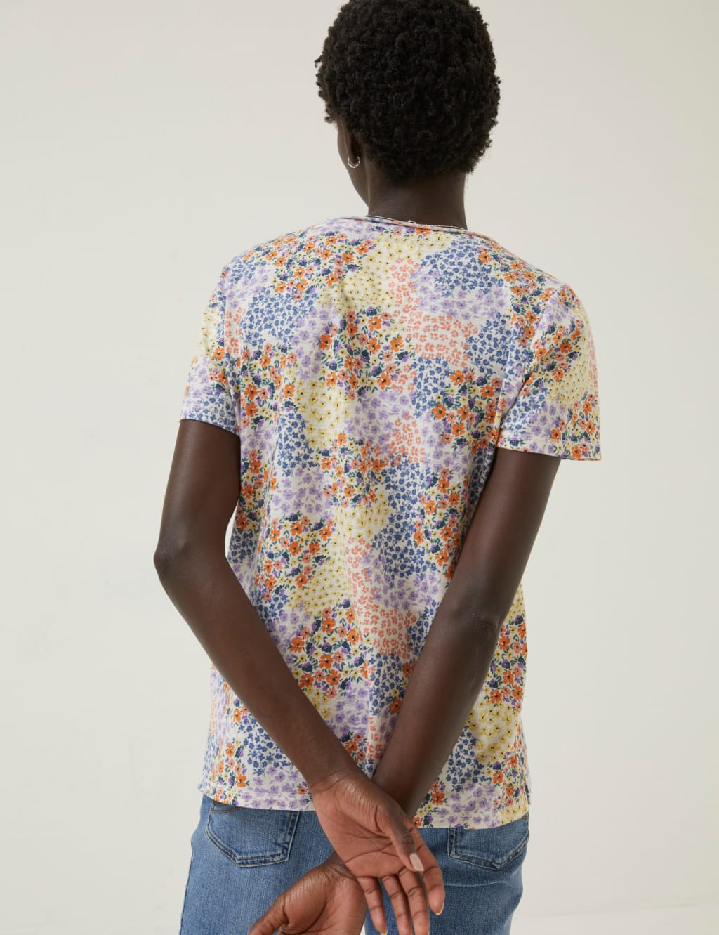 Pure Cotton Floral V-Neck T-Shirt image 2