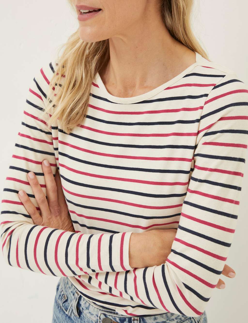 Cotton Rich Striped Crew Neck T-Shirt image 4