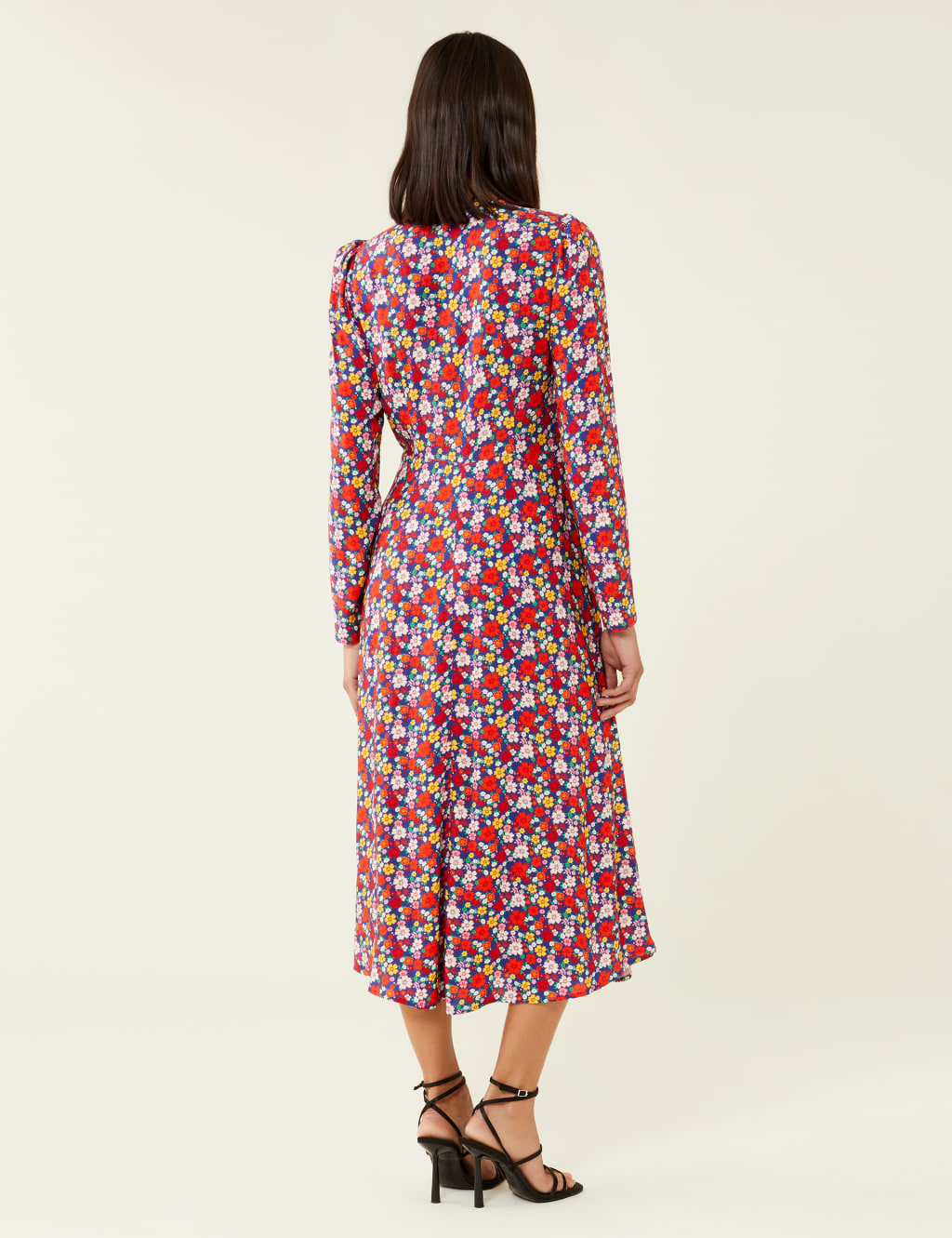 Floral V-Neck Button Front Midi Tea Dress image 2