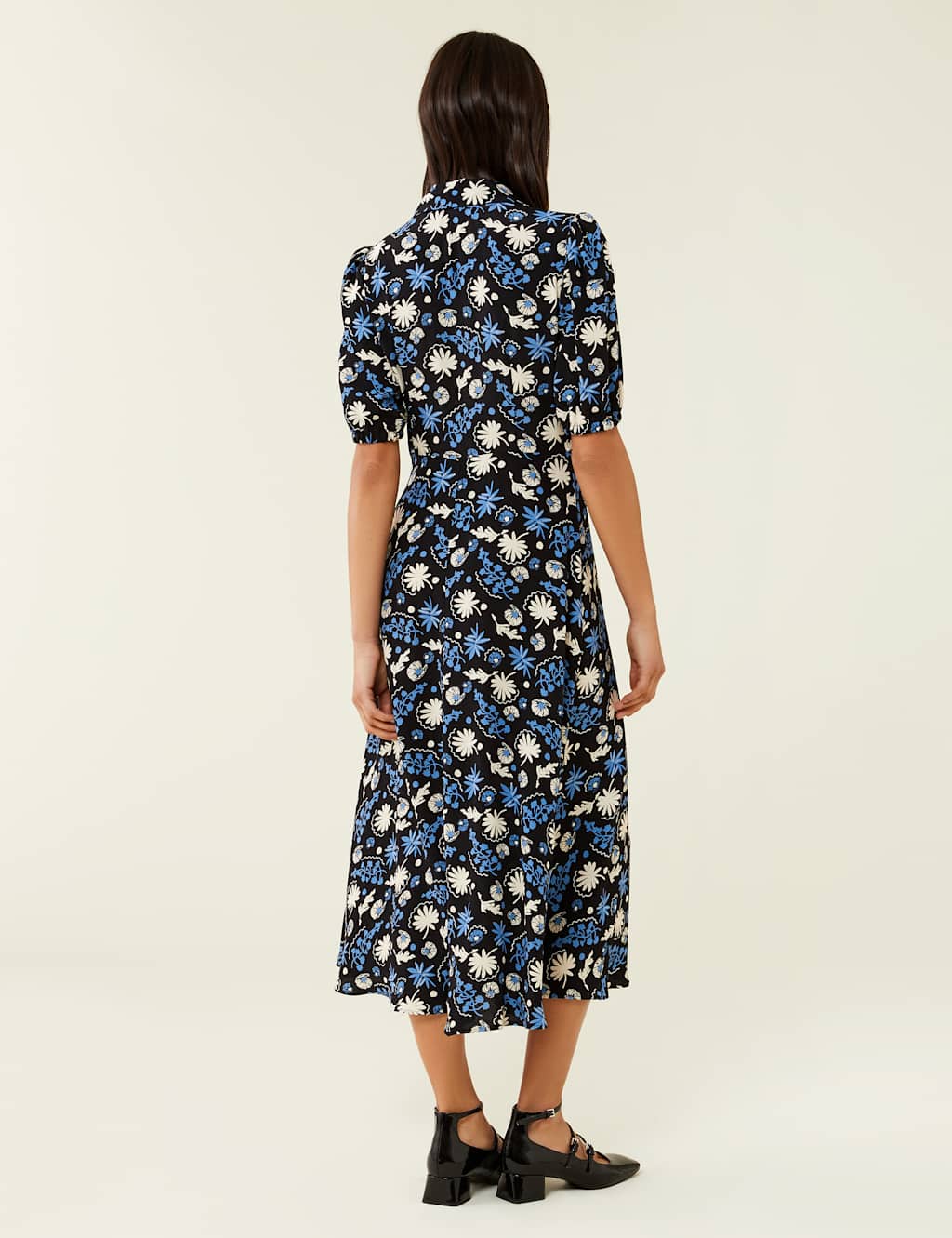 Floral V-Neck Midi Tea Dress image 2