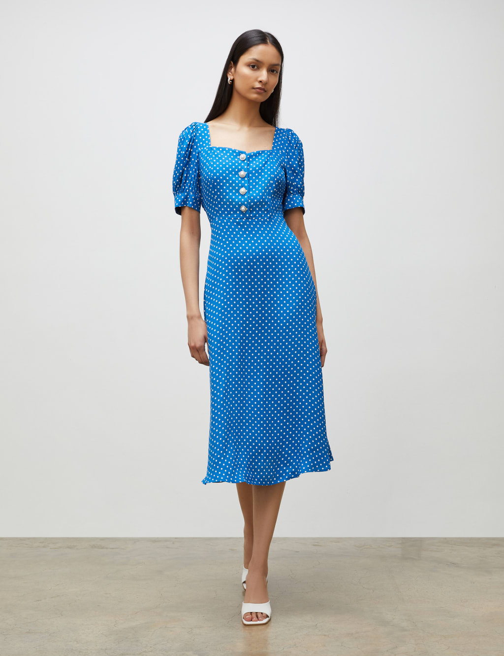 Polka Dot Square Neck Midi Tea Dress image 1