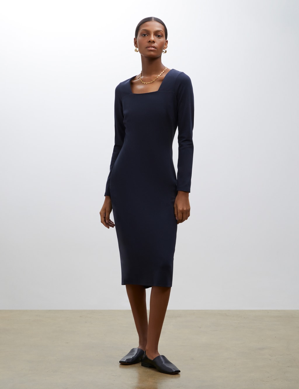 Square Neck Midi Tailored Dress image 1