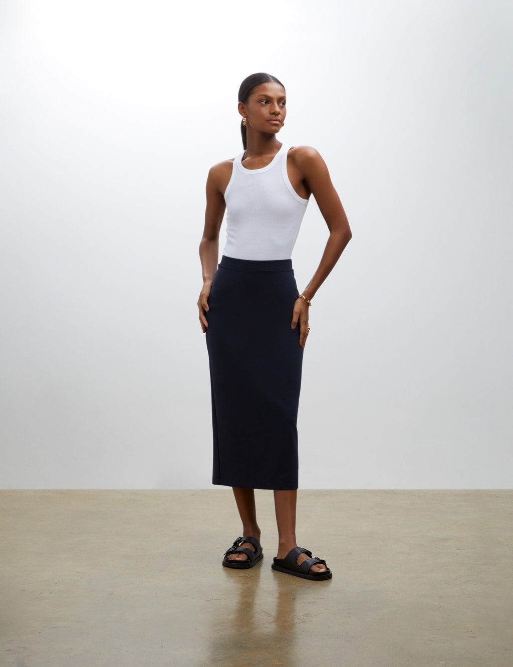 Split Back Midi Pencil Skirt image 1