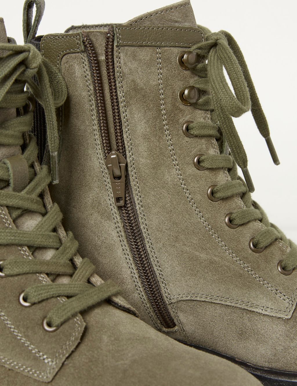 Suede Hiker Lace Up Block Heel Ankle Boots image 4