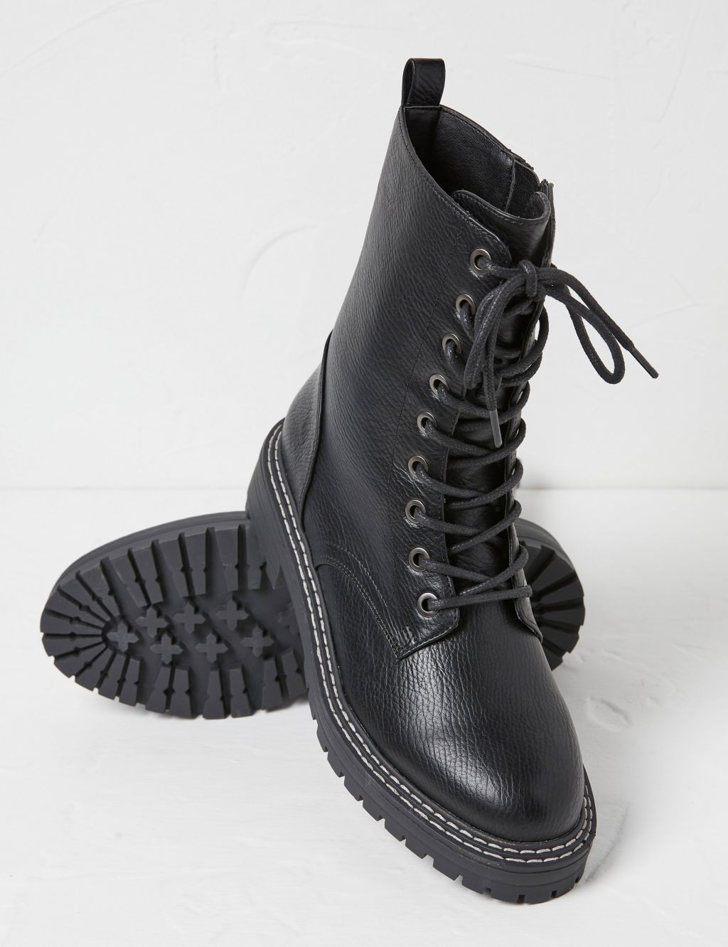 Chunky Lace Up Flat Ankle Boots image 3