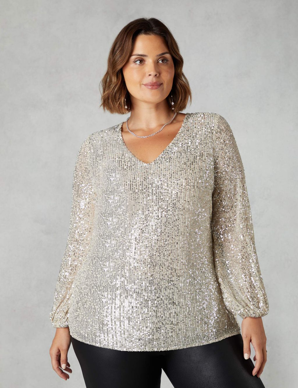Sequin V-Neck Relaxed Top