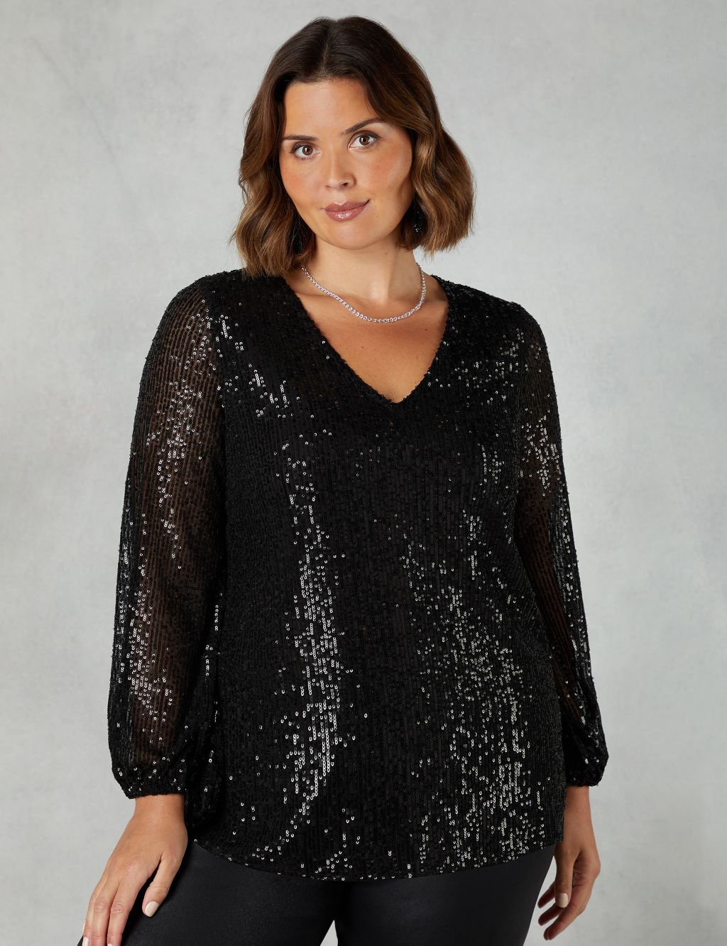 Sequin V-Neck Relaxed Top