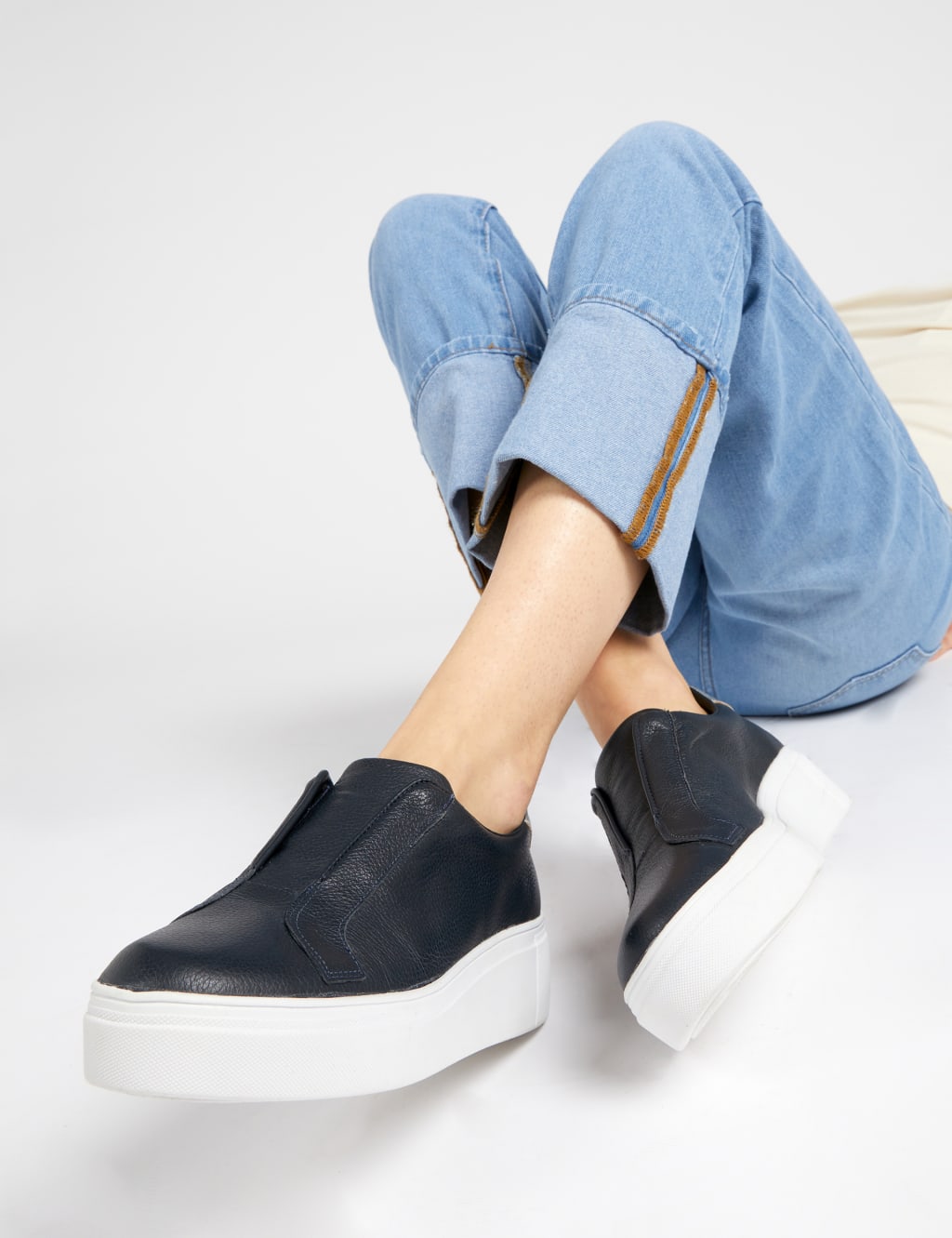 navy designer trainers womens