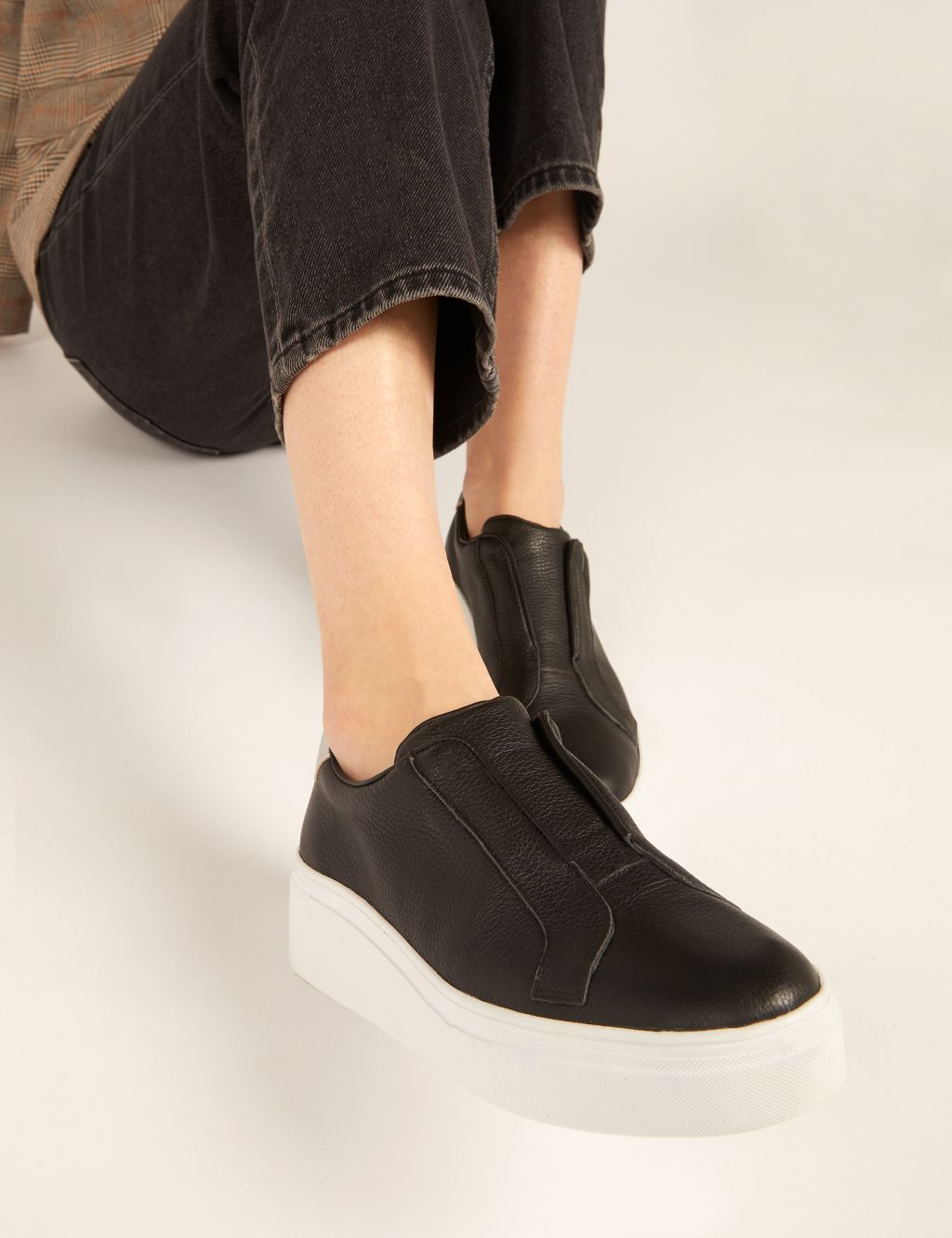 Leather Slip On Trainers image 1