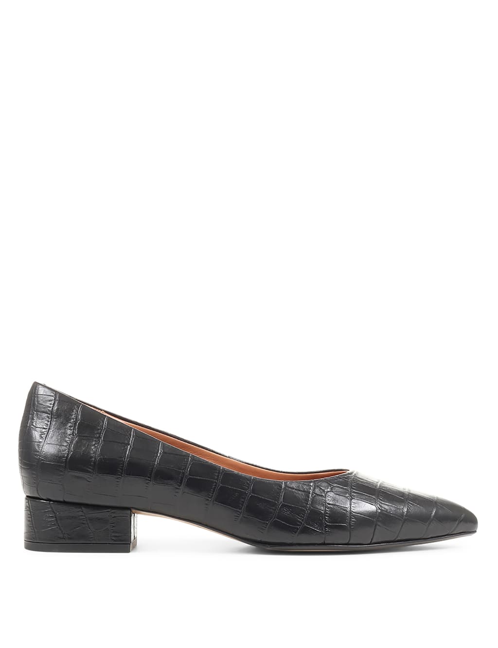 Leather Block Heel Pointed Court Shoes image 5