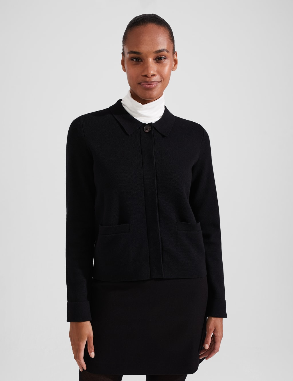 Merino Wool Blend Collared Cardigan image 4