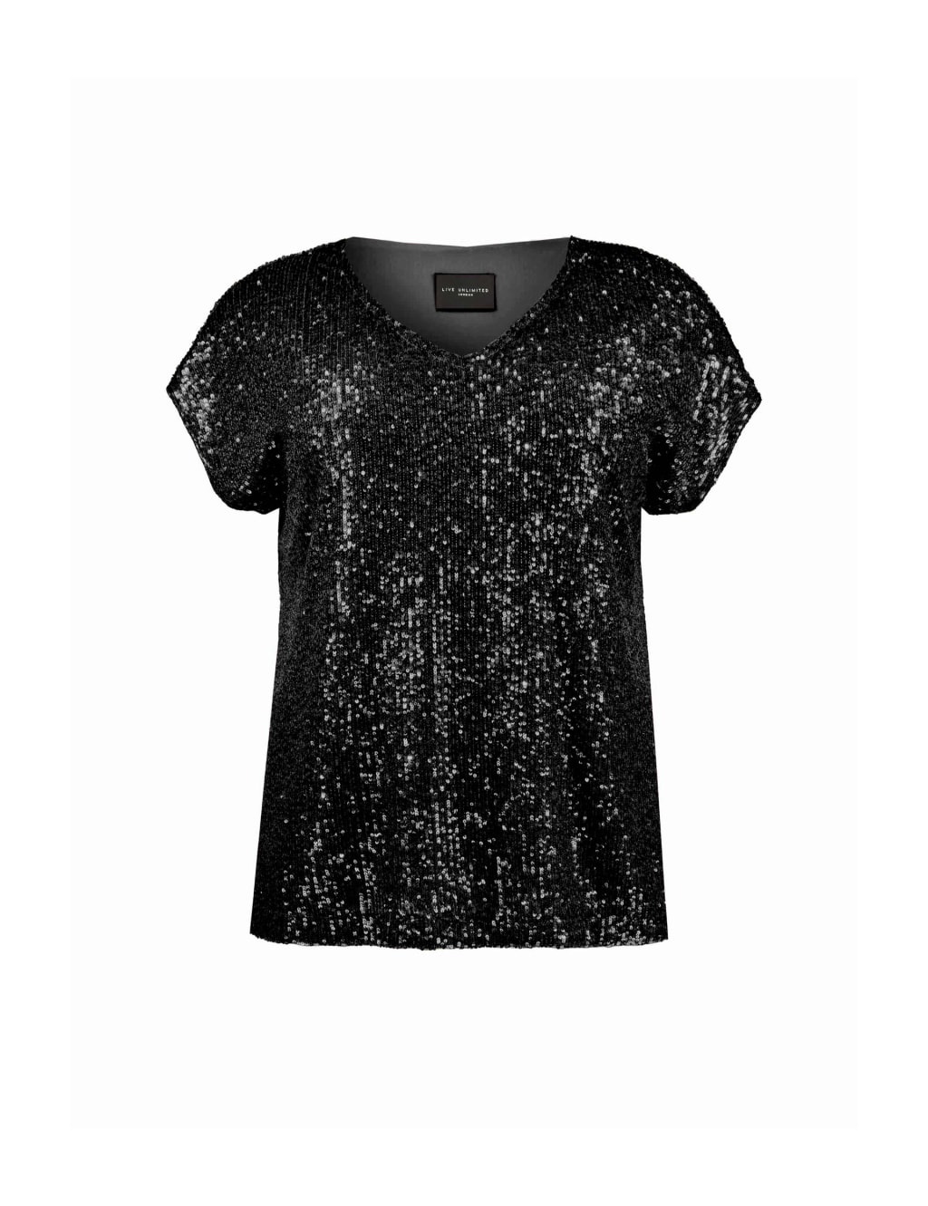 Sequin V-Neck Relaxed T-Shirt image 2