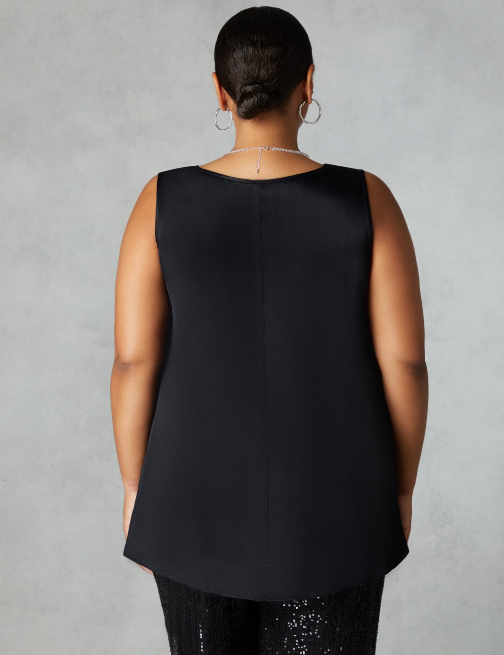 Satin V-Neck Relaxed Vest Top image 4