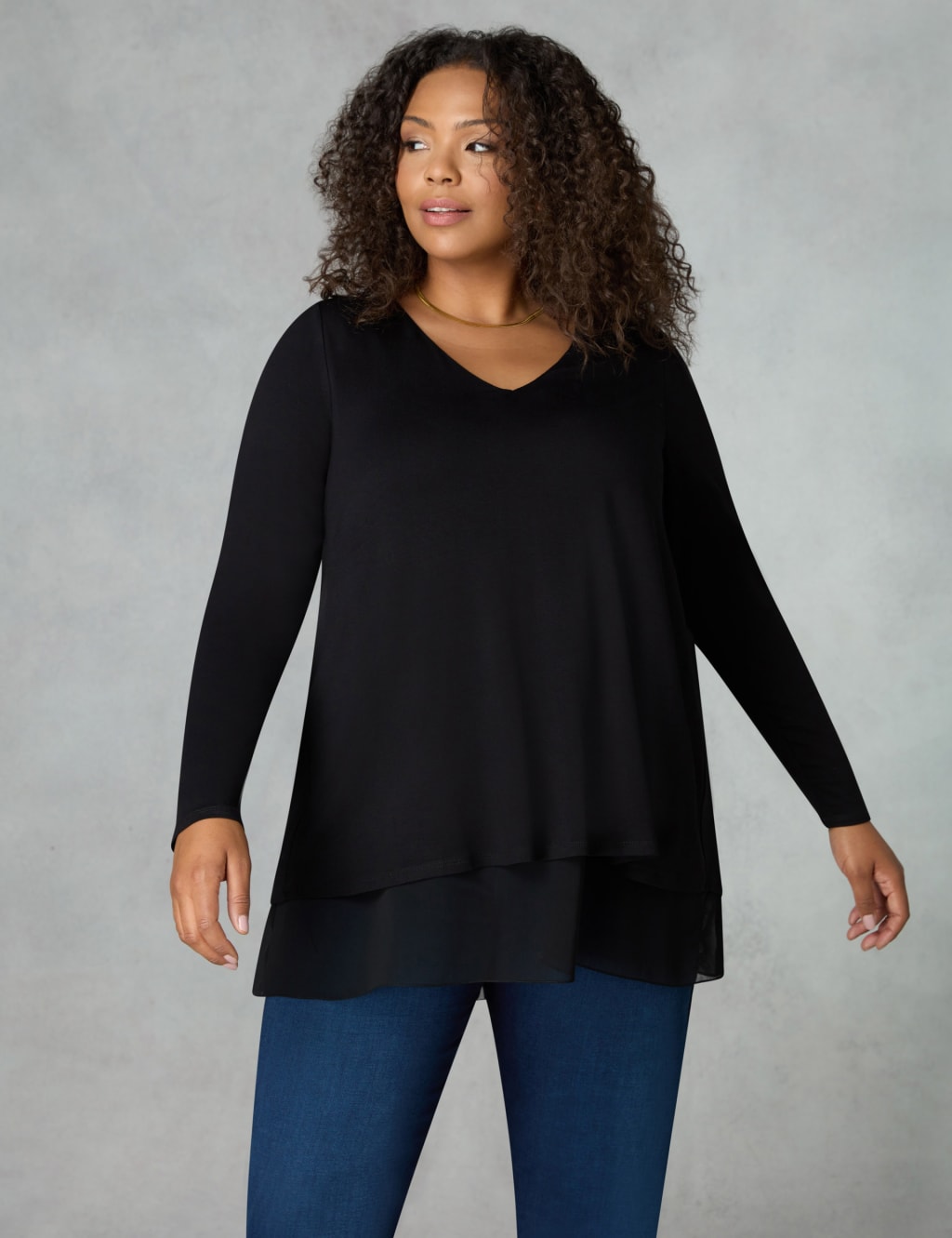 Long black tunic top on sale