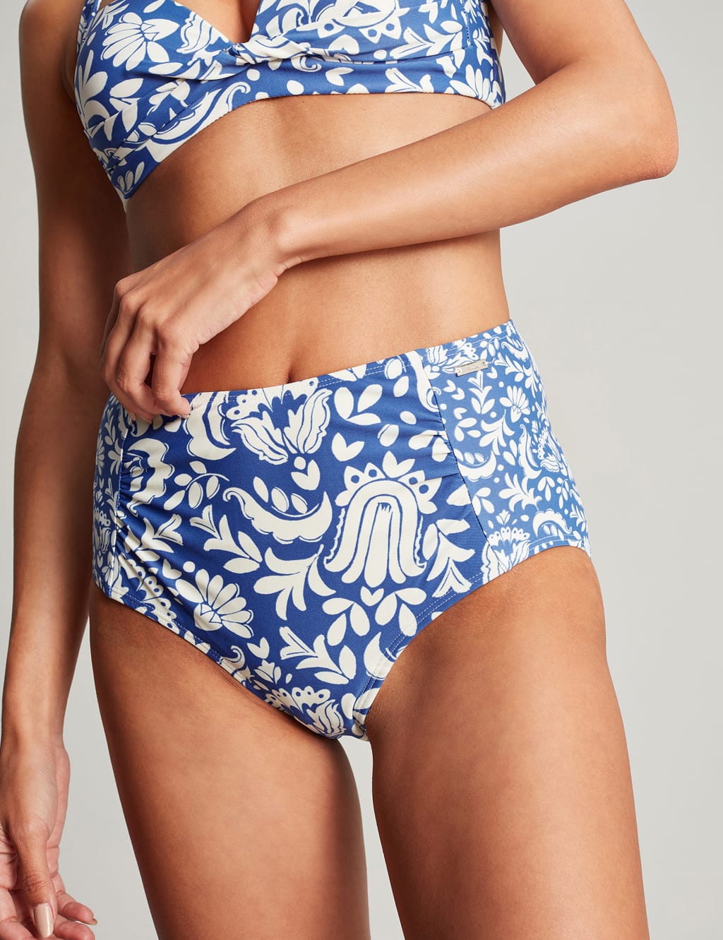 Printed High Waisted Bikini Bottoms image 1