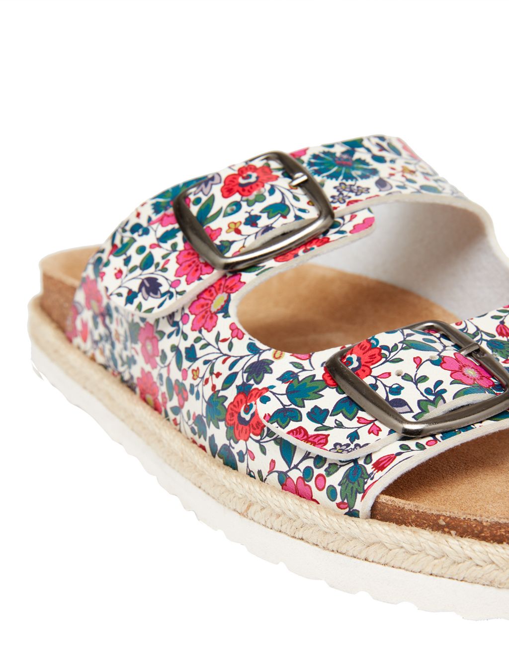 Leather Floral Buckle Footbed Sandals image 3