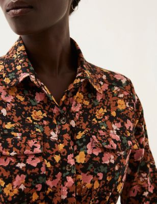 M&S Fatface Womens Cotton Rich Floral Midi Shirt Dress