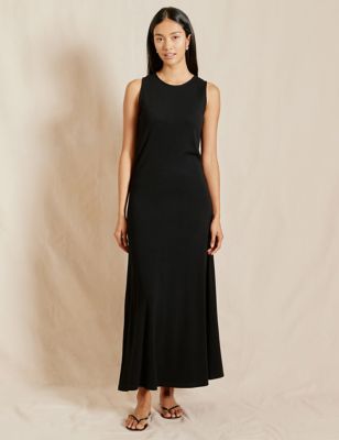 Albaray Womens Cotton Rich Jersey Maxi Column Dress - 8 - Black, Black