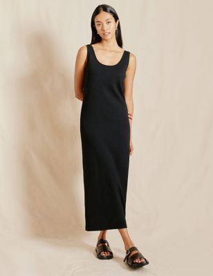 Albaray Womens Cotton Rich Jersey Scoop Neck Maxi Dress - 10 - Black, Black