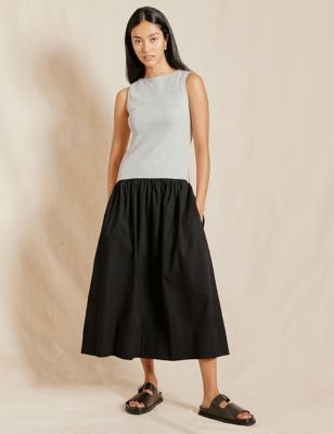 Albaray Womens Cotton Rich Jersey Midi Smock Dress - 14 - Grey, Grey