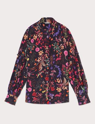M&S Jigsaw Womens Floral Collared Relaxed Long Sleeve Shirt