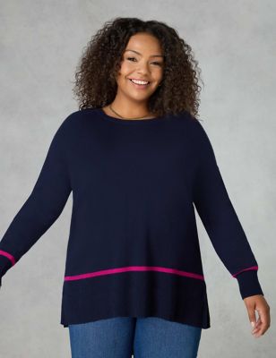 Cotton Blend Round Neck Relaxed Jumper | Live Unlimited London | M&S