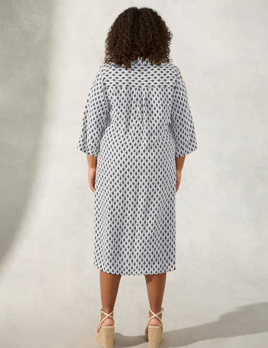Geometric Collared Belted Midi Shirt Dress image 6
