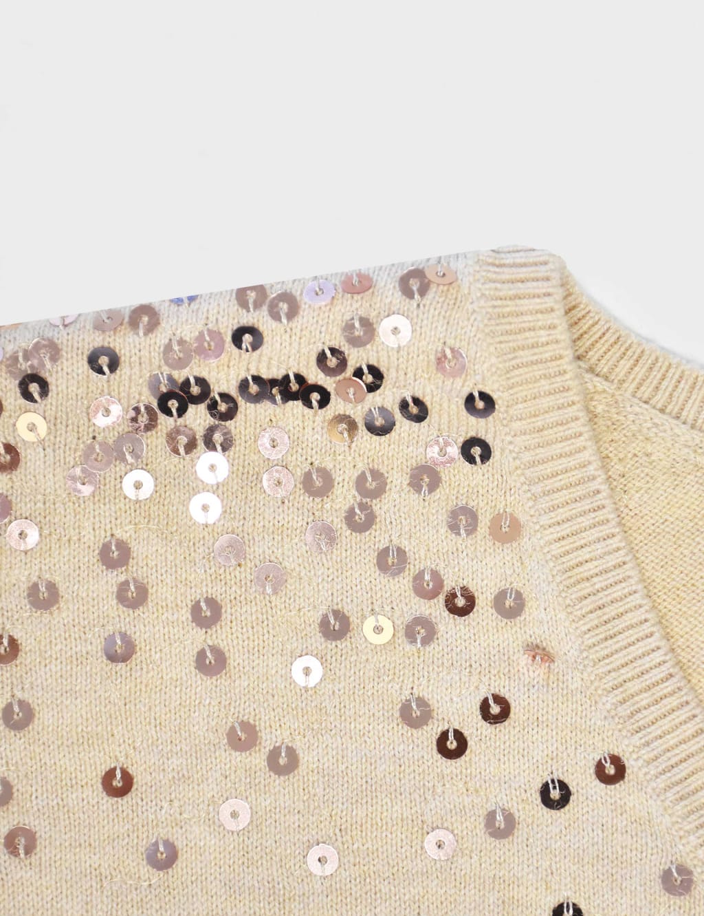 Cotton Blend Sequin V-Neck Relaxed Jumper image 5