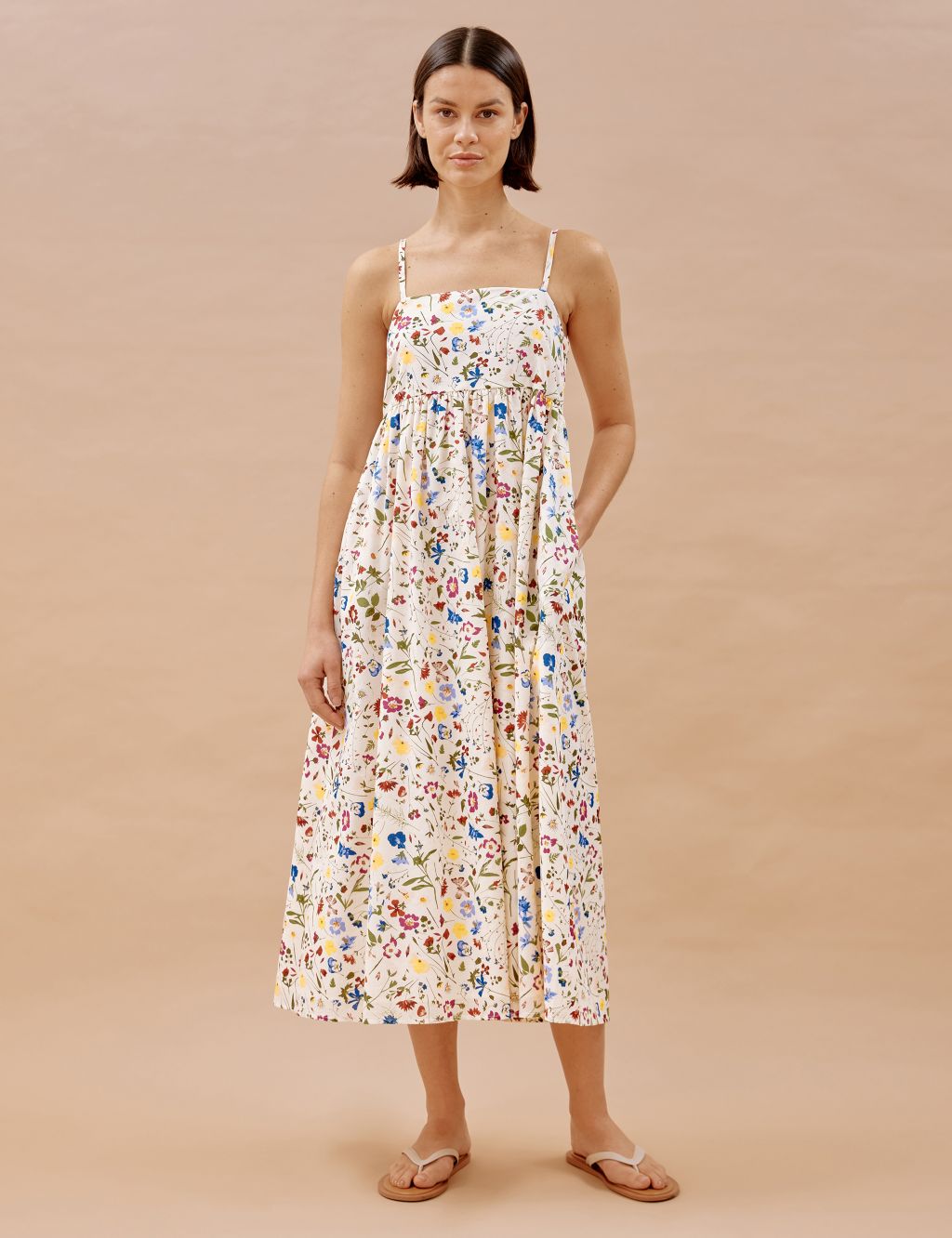 Pure Cotton Floral Midaxi Slip Dress