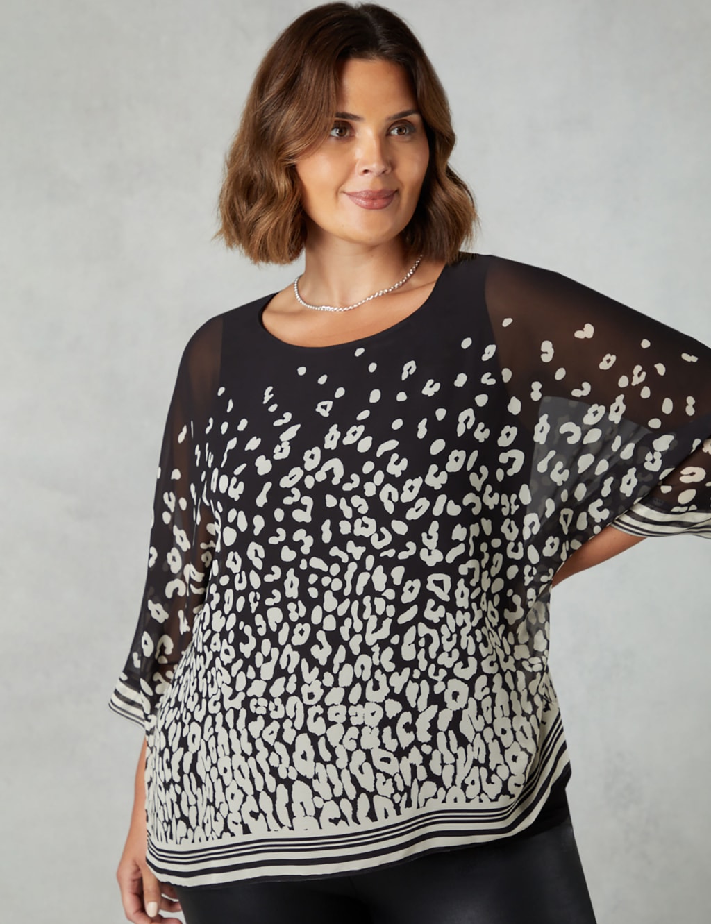 Animal Print Round Neck Oversized Top image 3