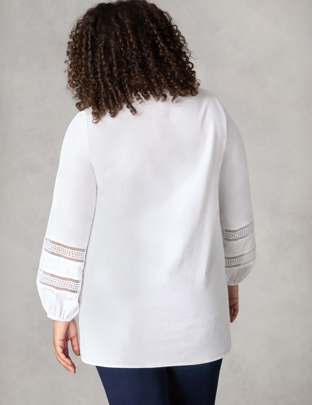 Pure Cotton Collared Lace Insert Shirt image 4