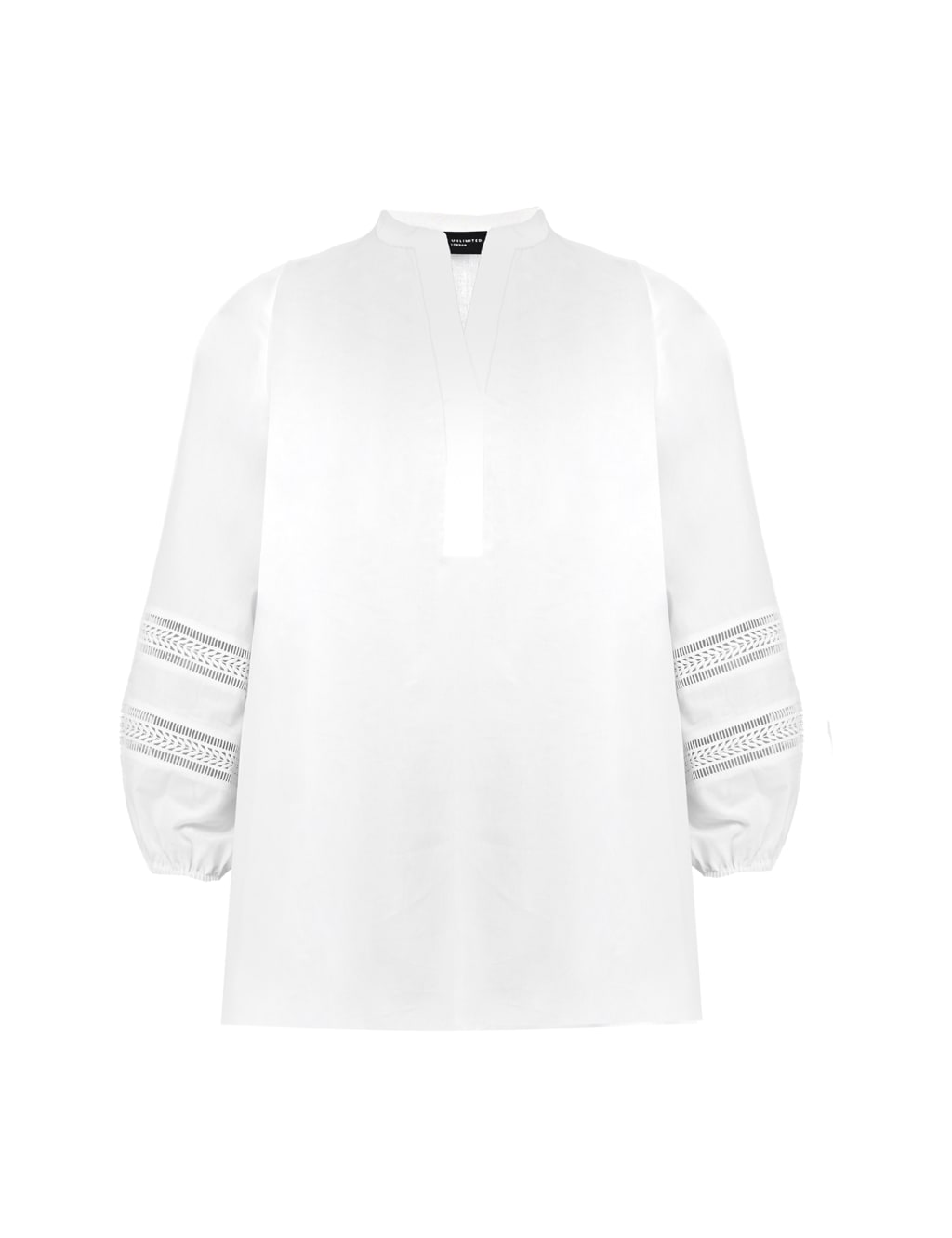 Pure Cotton Collared Lace Insert Shirt image 2