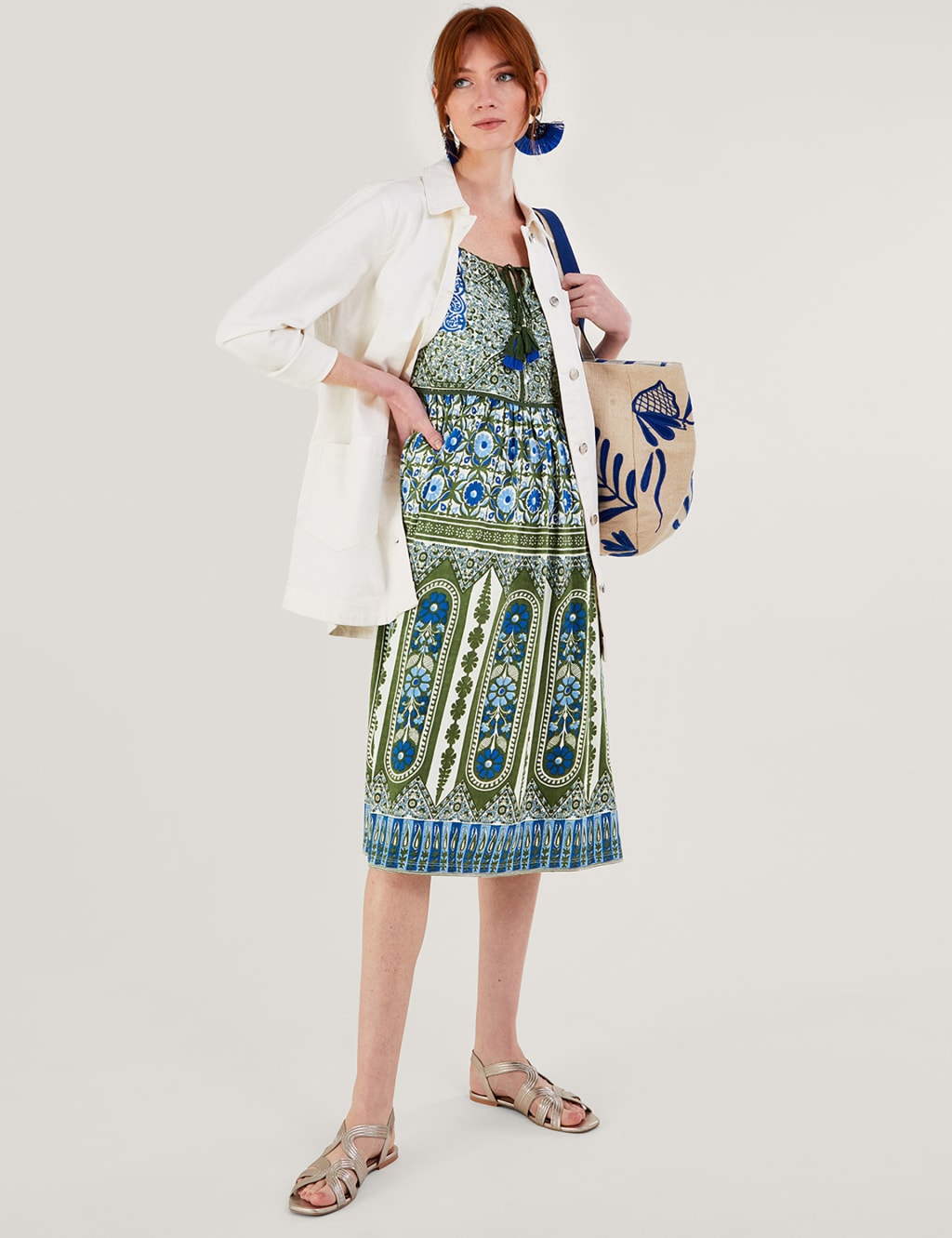 Pure Cotton Printed Midi Swing Dress image 3