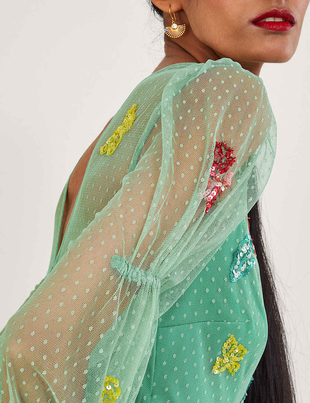 Embellished Round Neck Midaxi Swing Dress image 5