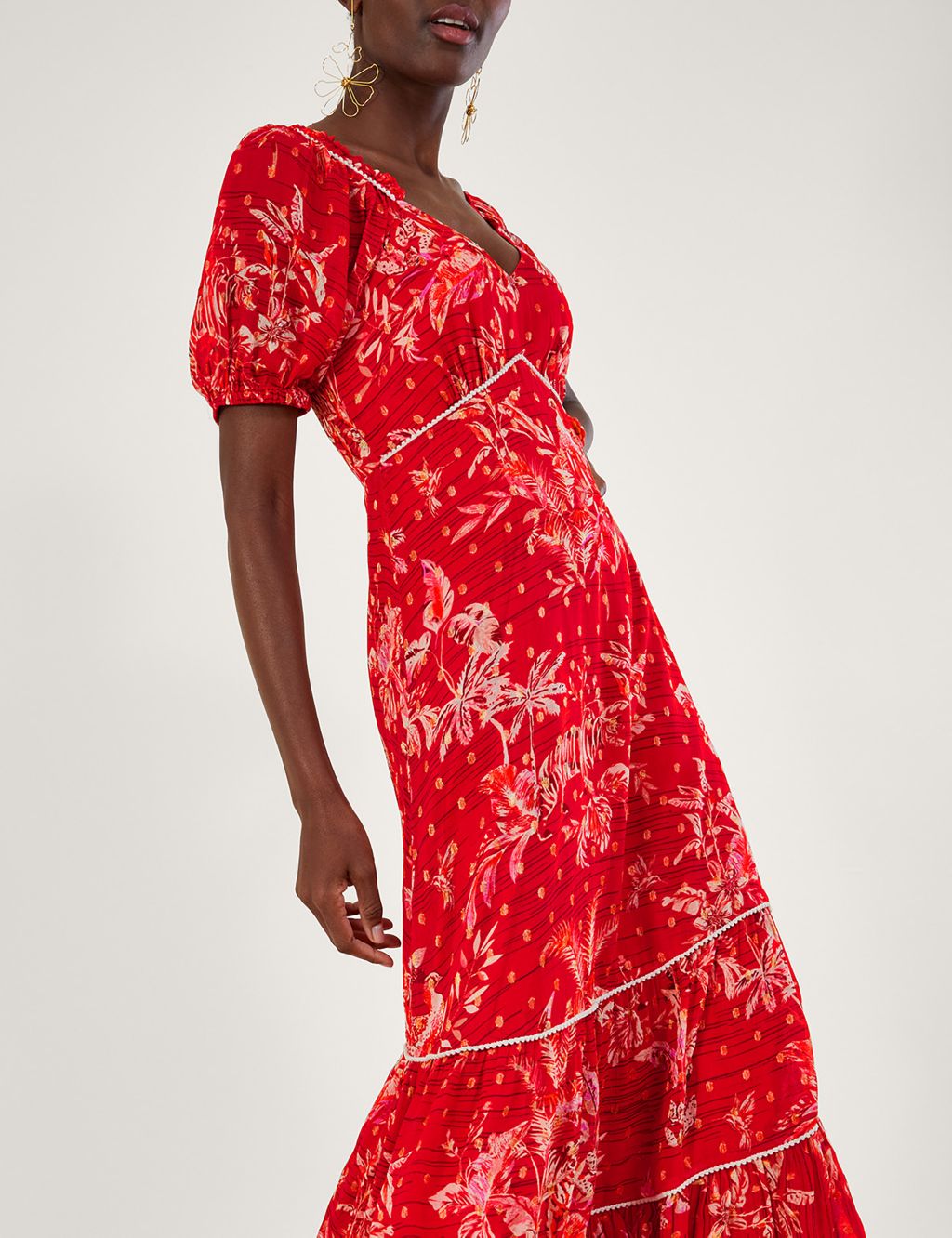 Printed V-Neck Maxi Tiered Dress image 4
