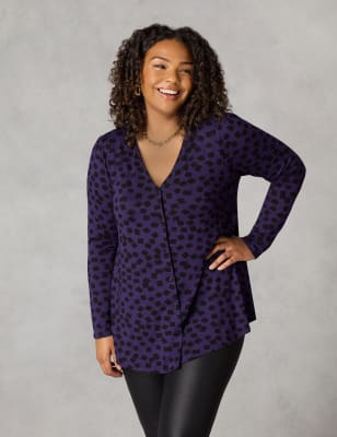 Printed V-Neck Button Through Shirt | Live Unlimited London | M&S