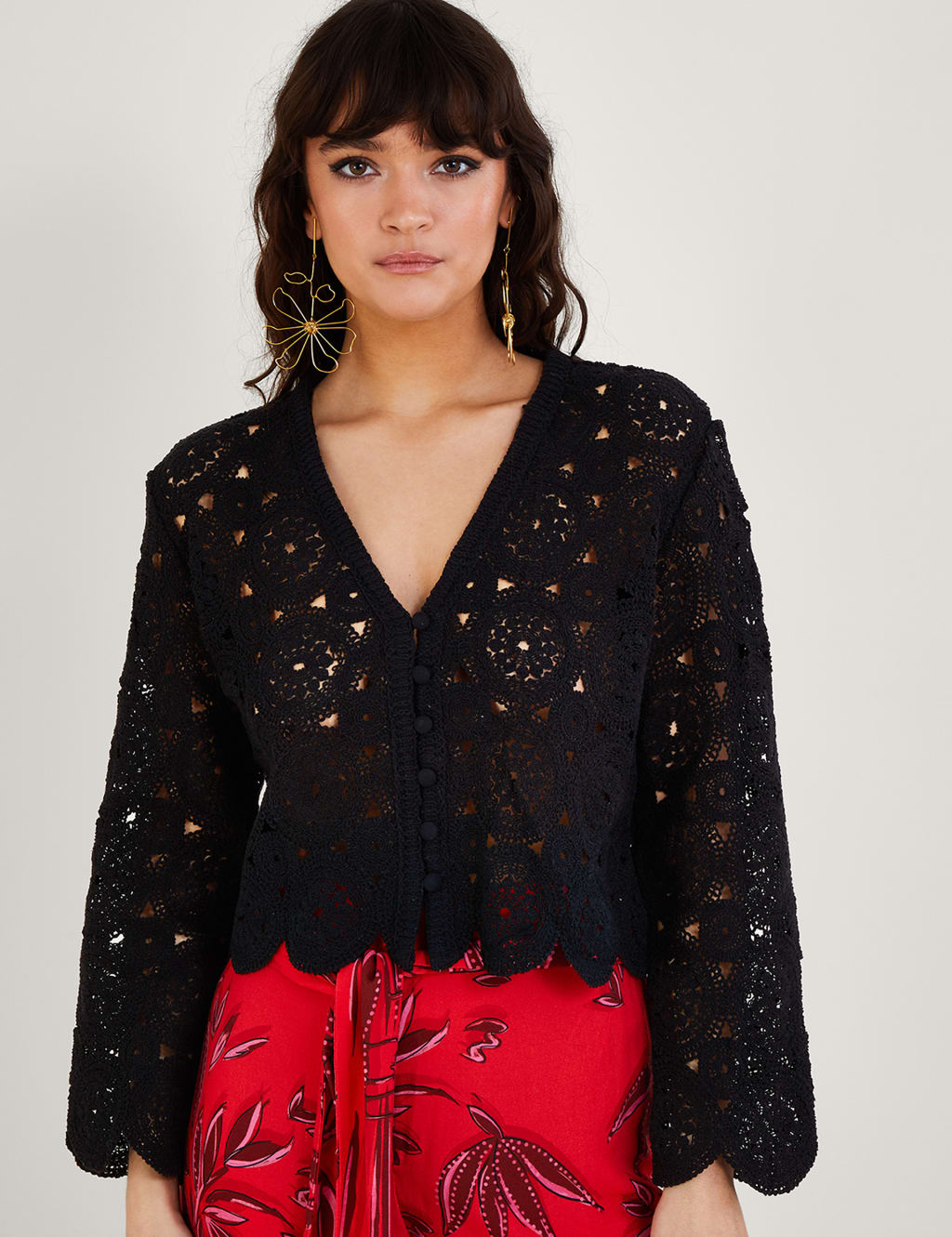 Pure Cotton V-Neck Cropped Cardigan image 1