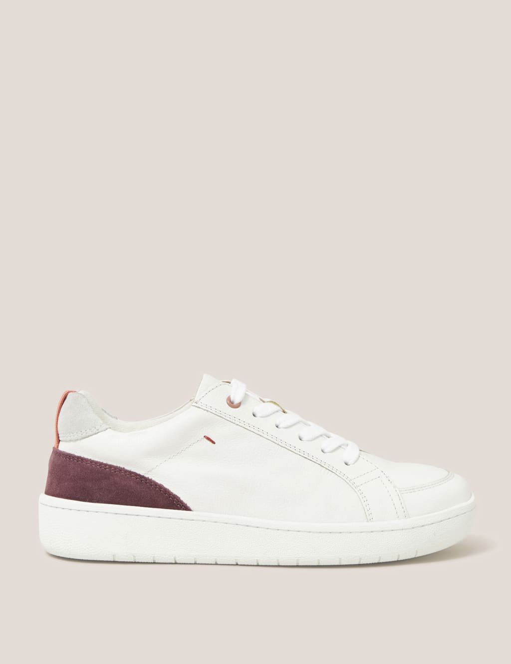 Leather Lace Up Suede Panel Trainers image 1