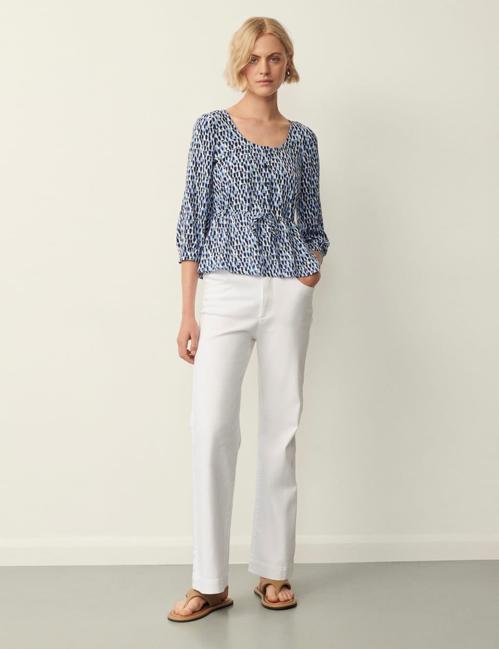 Printed Tie Front Top image 1