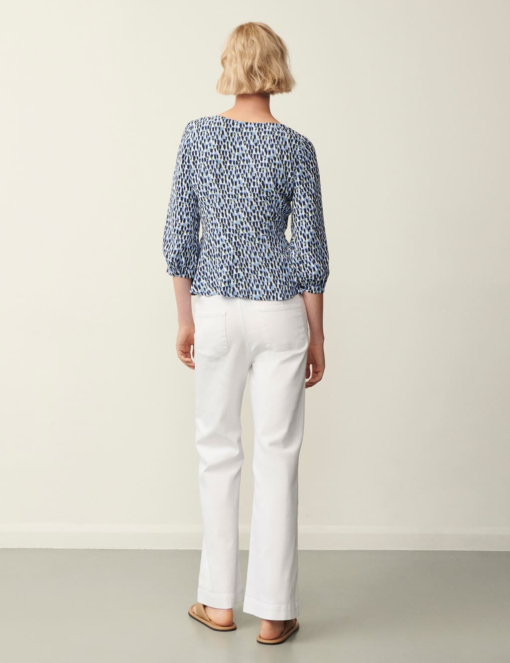 Printed Tie Front Top image 4