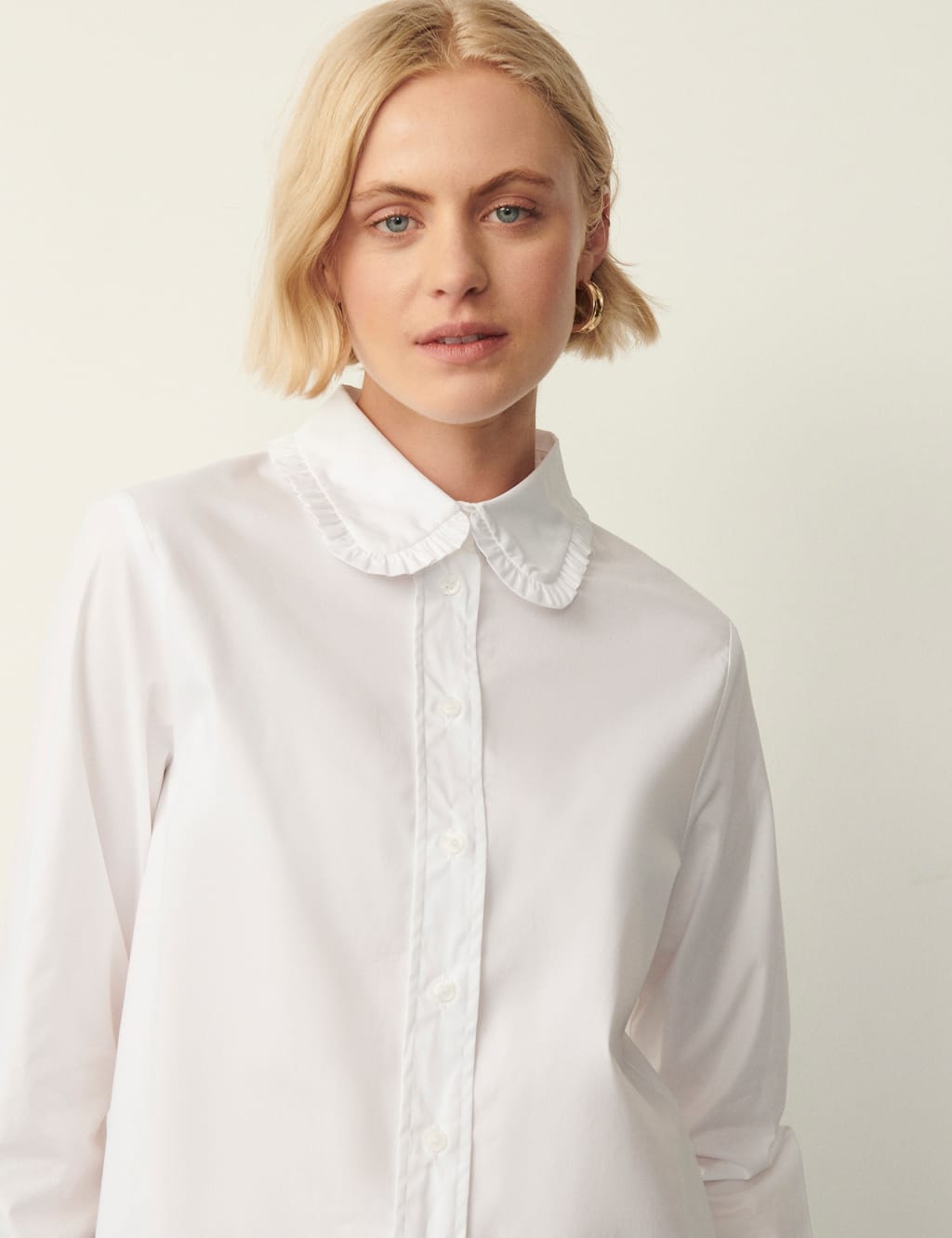 Cotton Rich Collared Frill Detail Shirt image 3