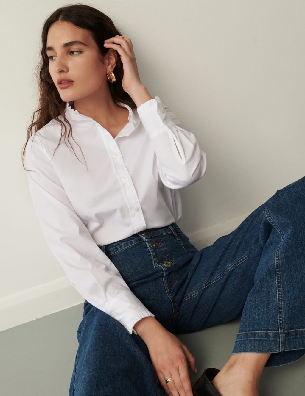 Cotton Rich High Neck Shirt image 3